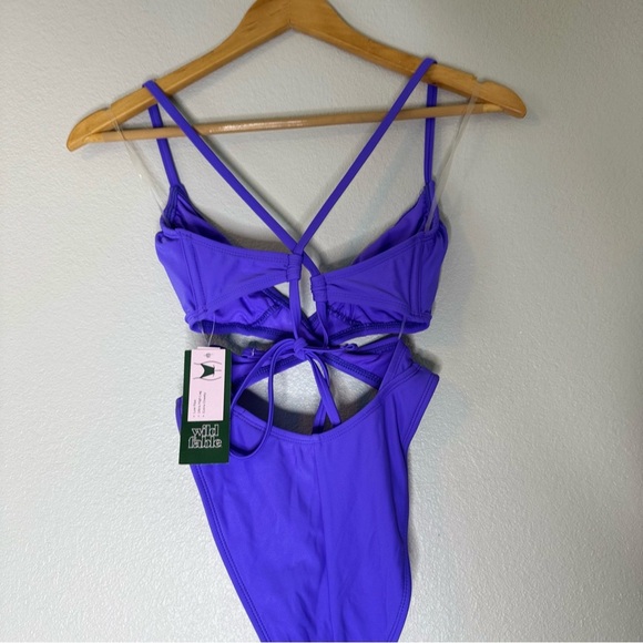 New XXS Vibrant Purple Cutout Swimsuit Wild Fable Woman’s swimsuit - Picture 2 of 12